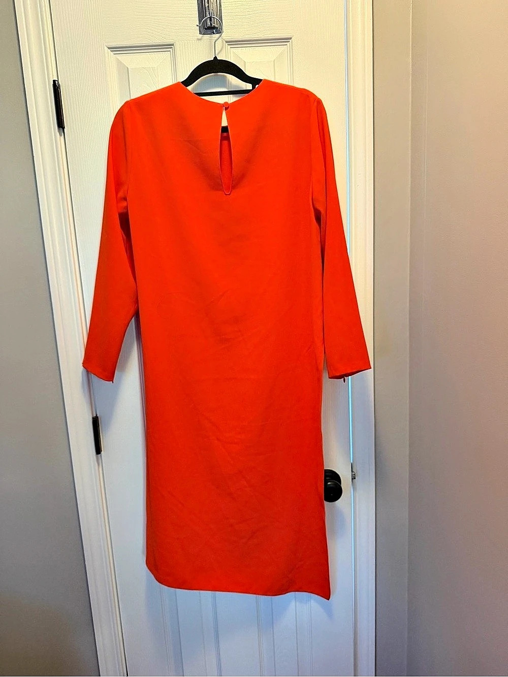 Zara Asymmetric Midi Dress Long Sleeve Orange Medium